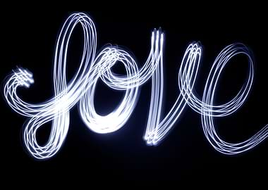 Photograph of the word Light drawn with a light long ex ...
