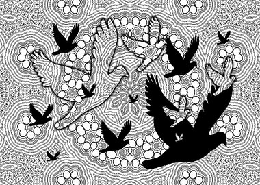 Pigeon black and white Style