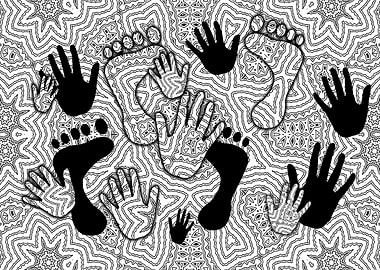 hands and feets black and white Style