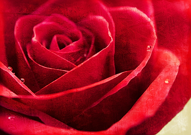 Bright red rose with a romantic texture by Clare Bevan ...