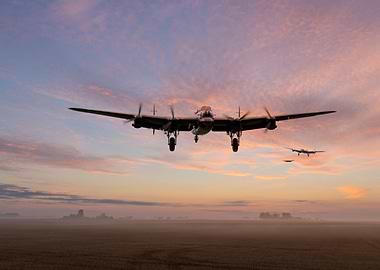RAF Lancaster Bombers come home
