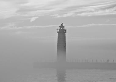 Black and White rendering of Muskegon Channel Lighthous ...