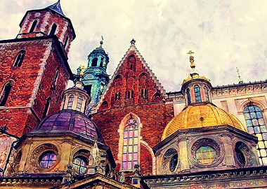 Cracow Wawel watercolor