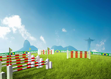 Riding obstacles jump in Olympic games