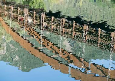 reflection bridge on river