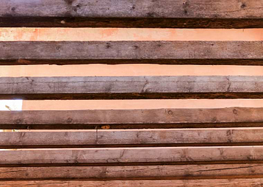old ceiling with wooden beams