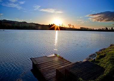 A shot from a Scottish fishing lake during a beautiful ...