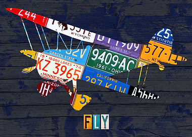 Fly Airplane Vintage Recycled License Plate Art by Desi ...