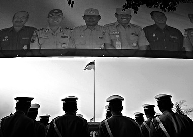 raising of the flag in commemoration of Indonesia Indep ...