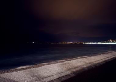 Looking over Nice airport at night