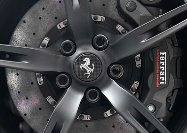 Close up of a wheel and disc brake caliper of modern Fe ...