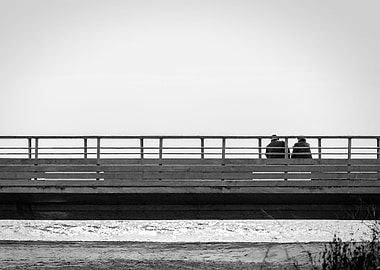 Friends on a bridge in fro