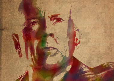 Bruce Willis Watercolor Portrait