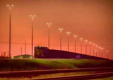 Just after sunset, a loaded CSX coal train sits at the ...