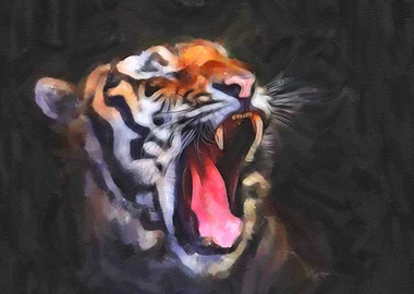 Tiger roar digital painting