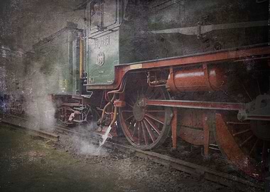 The wheel of the oldtimer locomotive. Closeup view of a ...