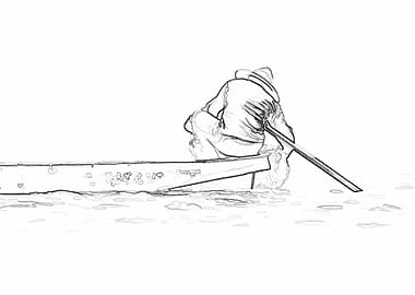 men in a boat on the river