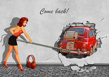 Pin-up girl as street art in Digital Art in the style o ...
