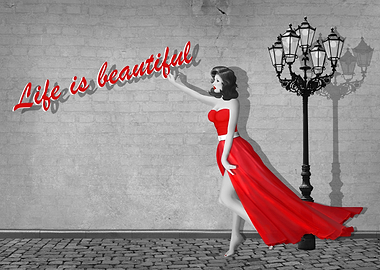 Pin-up girl as street art in Digital Art in the style o ...