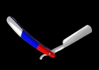 An illustration of a straight razor with a red white an ...