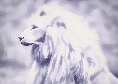 White lion fantasy abstract digital painting