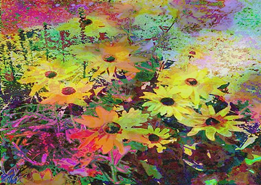 watercolor daisies flowers modern colorful rainbow oran ...