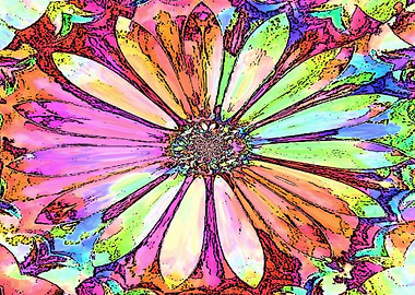 flower floral tropical colorful daisy cartoon modern ab ...