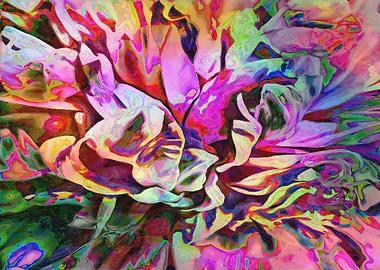 Abstract Colorful Painted Peony