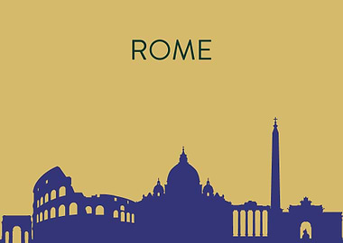 A minimal landscape poster of Rome's amazing skyline. T ...