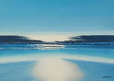 Glare.A reflection of the sun on a bright day at the be ...