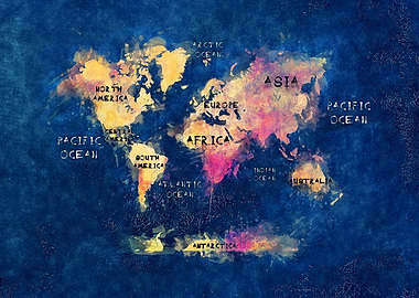 world map oceans and continents