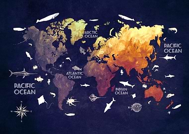 world map oceans and continents
