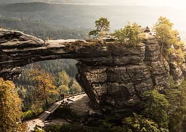 Autum sun during a hike trough the Bhoemian Switzerland ...
