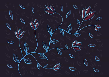 Beautiful abstract flowers illustration of neon glowing ...
