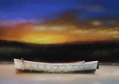 The evening boat. a digital watercolour painting taken ...