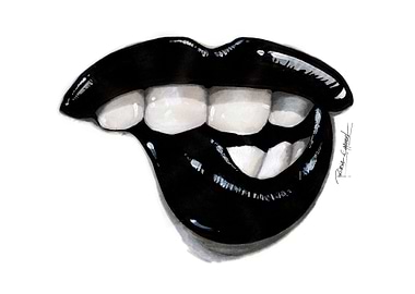 'Black lips ' Dessin au feutre promarker . Felt pen dr ...