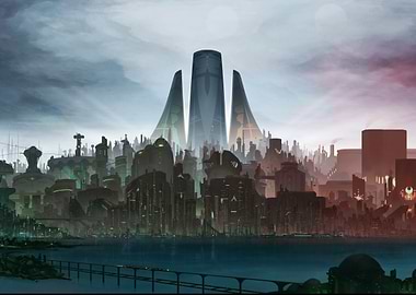 a view of the utopian cyber-city of Metru Nui