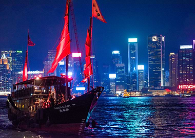 ship at night hong kong 2