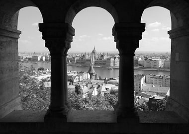 View from Fisherman's Bastion to the Parlament. Budapes ...
