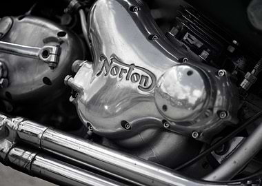 Close up of a classic Norton motorcycle