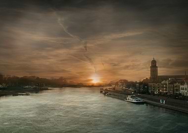 Picture of Deventer, The Netherlands by sunset.
