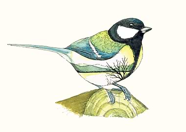 This is a mix between a bird and à landscape. hand draw ...