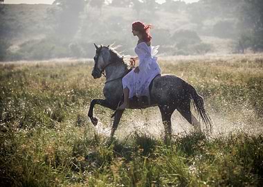 lovely redhead in the sunrise