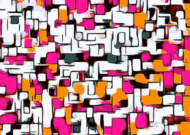 pink orange and black lines drawing abstract with white ...