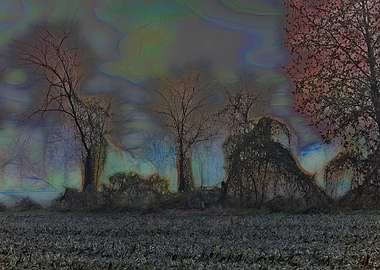 barren tree in the fog