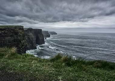 In Ireland storm approacching while on the cliffs of Mo ...