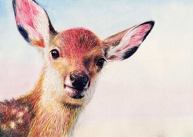 'Fawn' watercolor pencil on paper