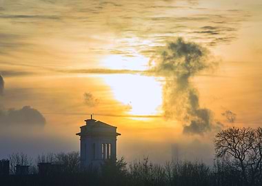 Winter Sunset Over Runcorn Town Hall 2