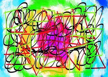 square triangle and circle shape with yellow green blue ...