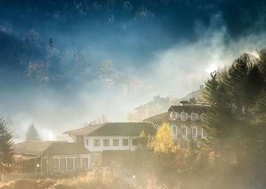 Misty houses